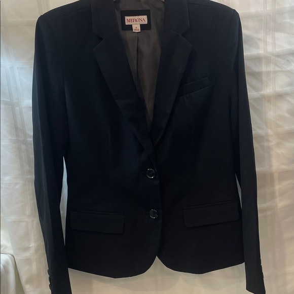 Merona Classic Black Women's Blazer Size 6, PTP 18”, pit to cuff 18” L 36” - Picture 10 of 14